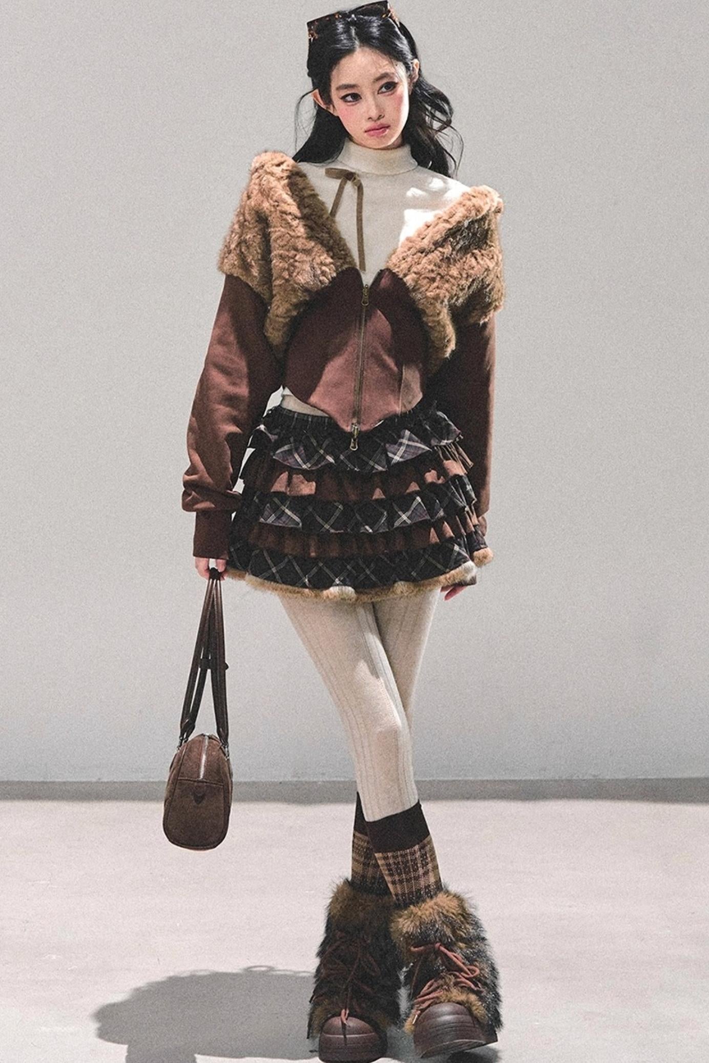 Sleeping with Snow Lamb Wool Coat