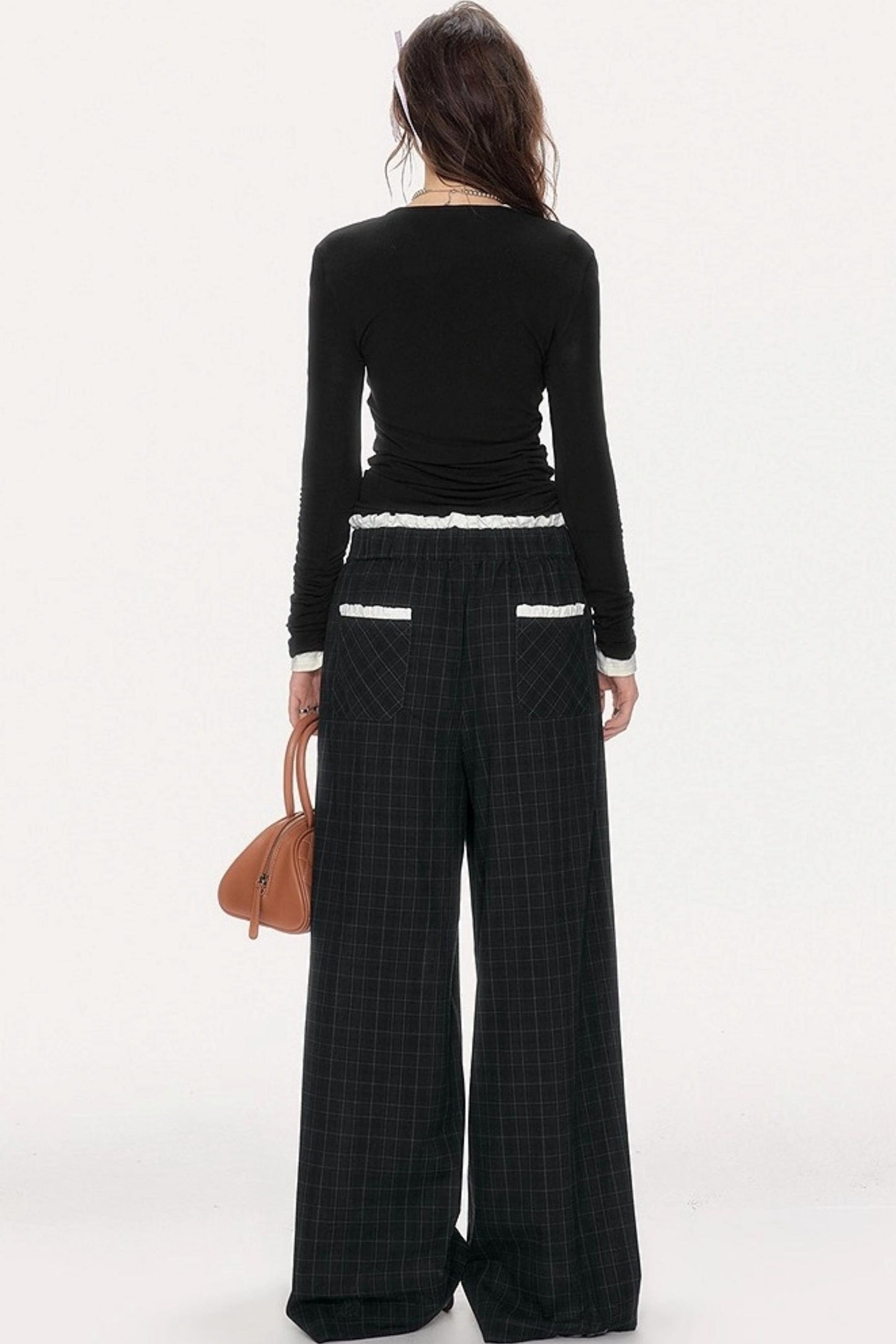 Retro Check Drawstring Pants