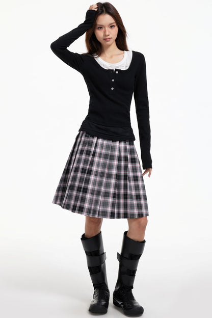 Pleated Mid-Length Skirt