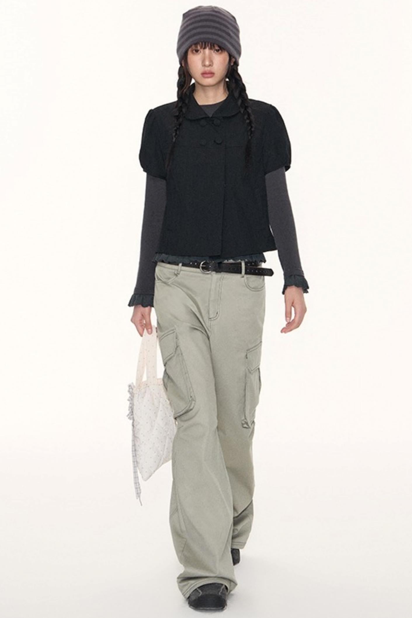 Lace Embroidery Slim Top