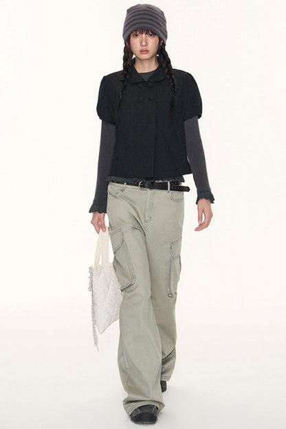 Lace Embroidery Slim Top