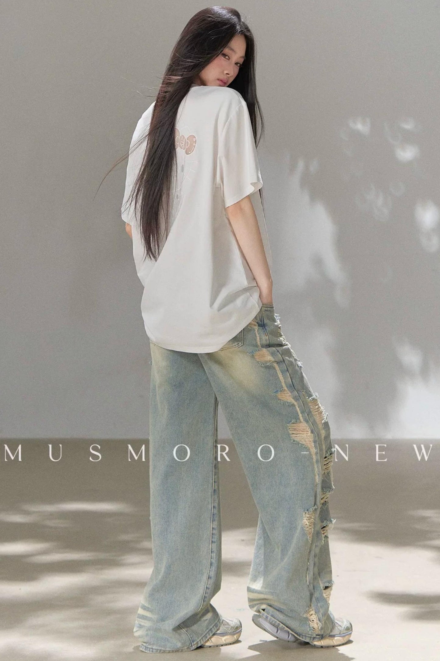 Retro Ripped Denim Pants