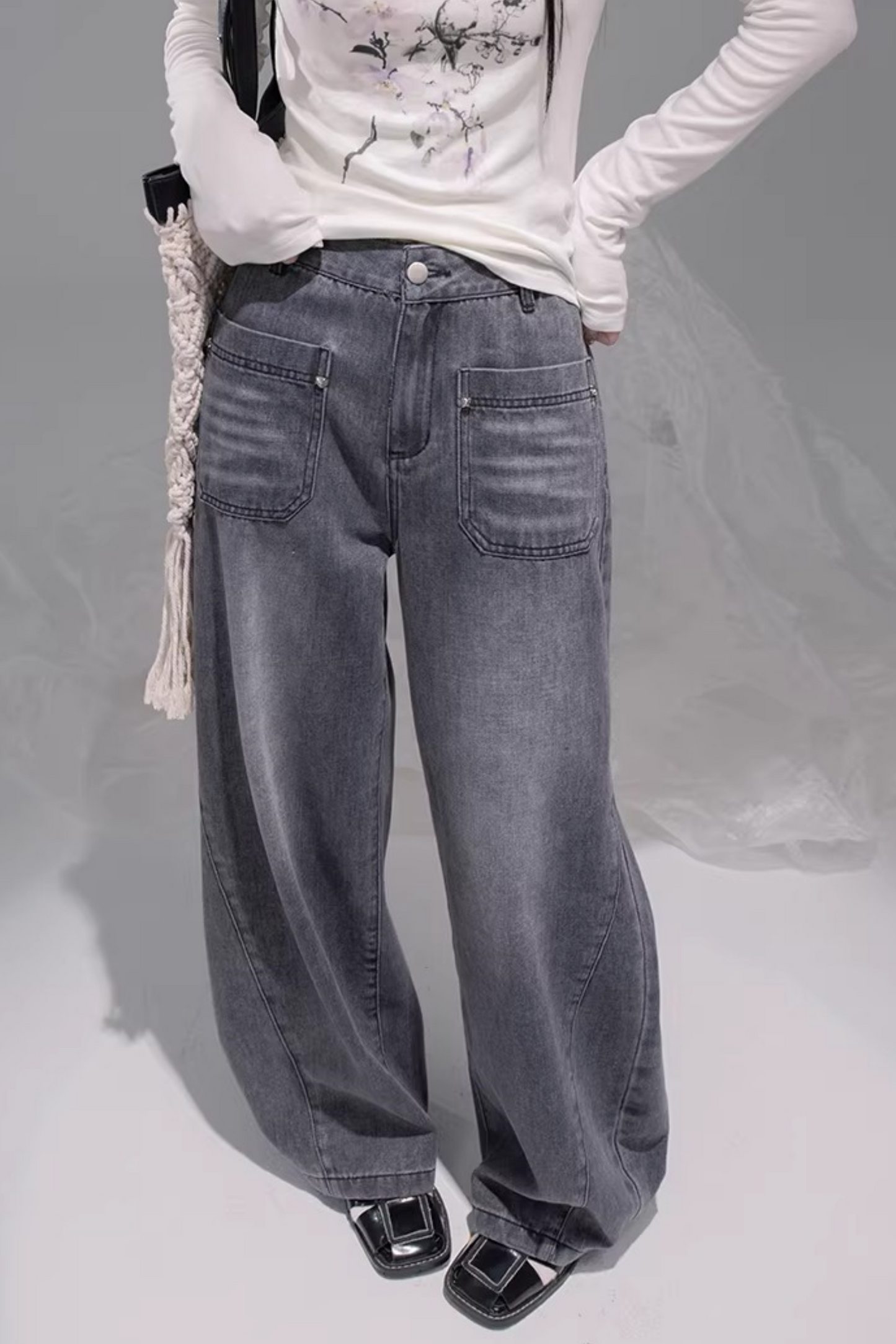Ink Gray Washed Jeans
