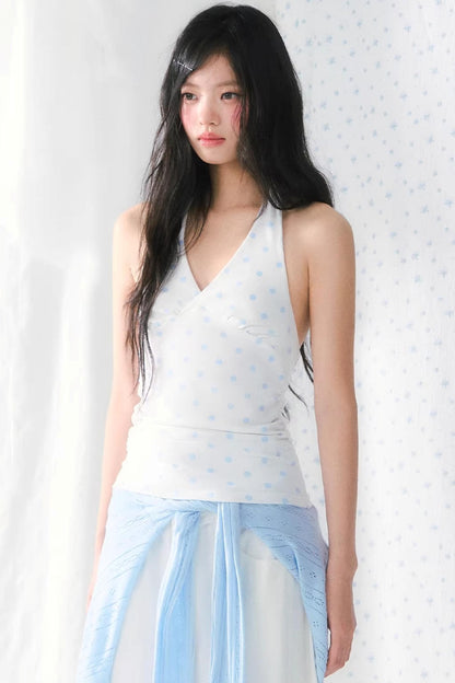 Retro Polka Dot Halterneck Top