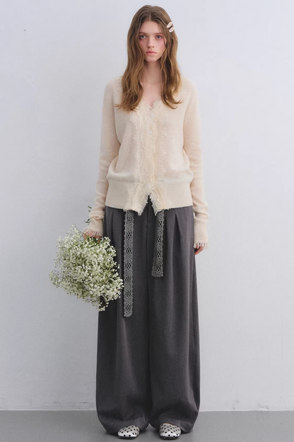 Crochet Pleated Suit Pants