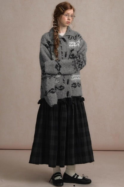 Retro Collegiate Knitted Cardigan