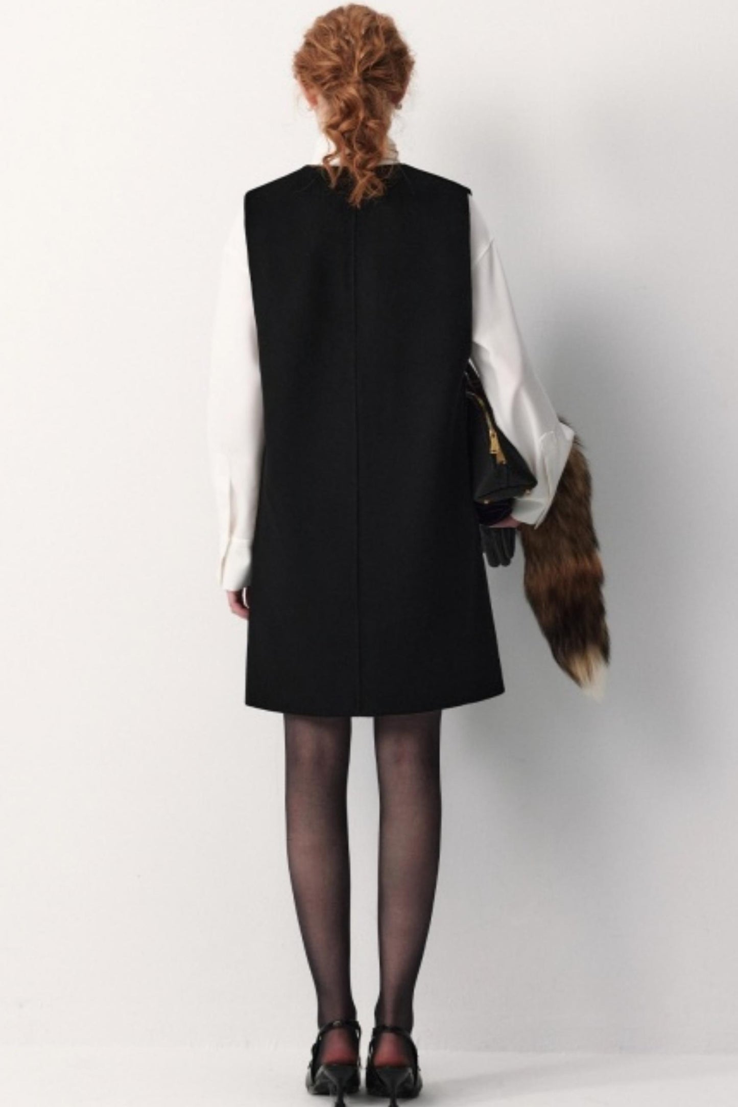 Sheep Wool V-Neck Dress Set-Up