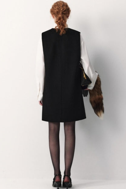 Sheep Wool V-Neck Dress Set-Up