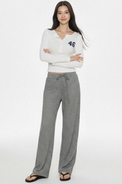 Gray Striped Knit Pants