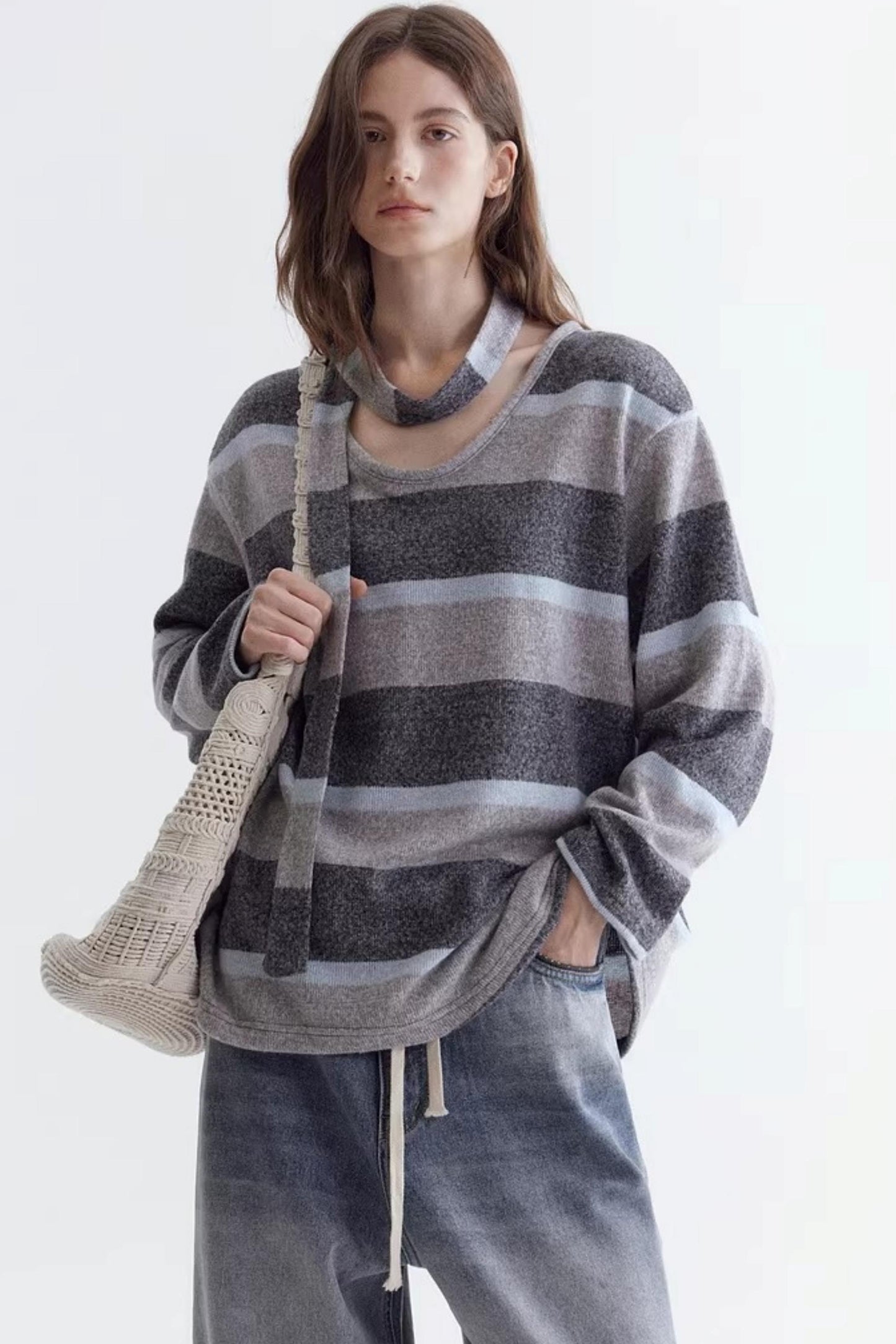 Deconstructed Ribbon Knit Sweater