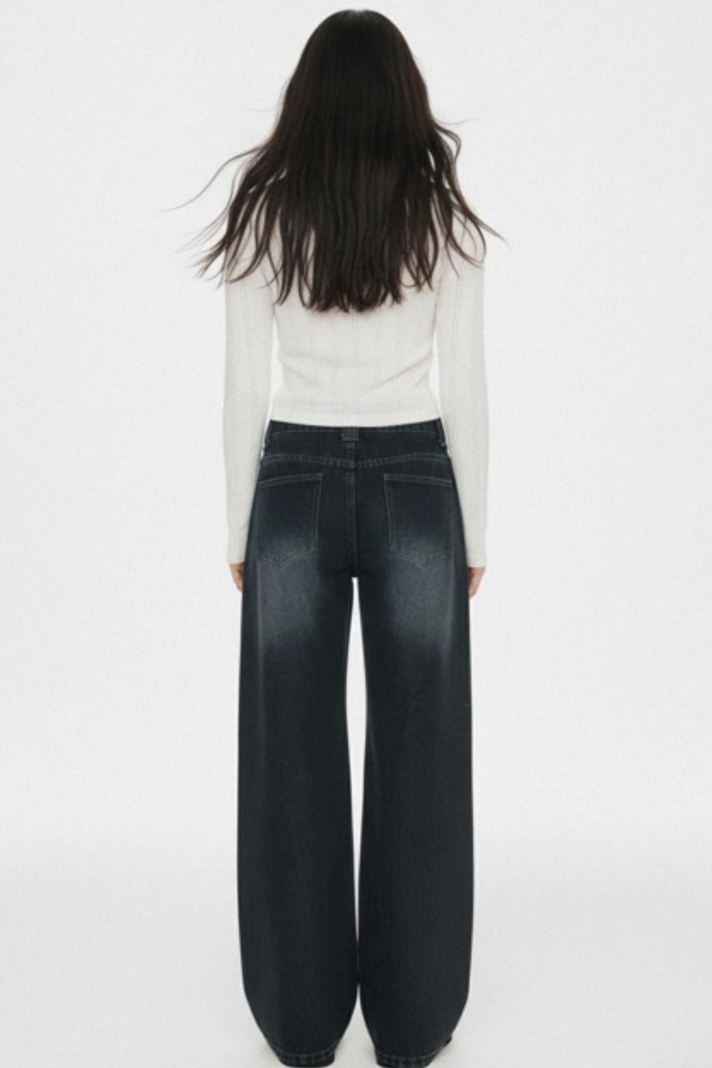 Retro Dark Blue Wide-Leg Jeans