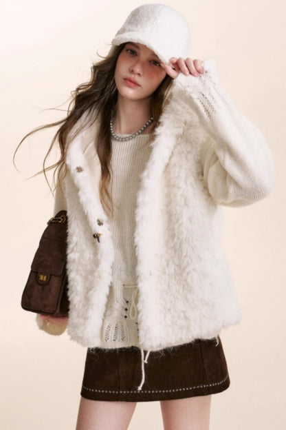Bear Fur Hooded Fleece Jacket