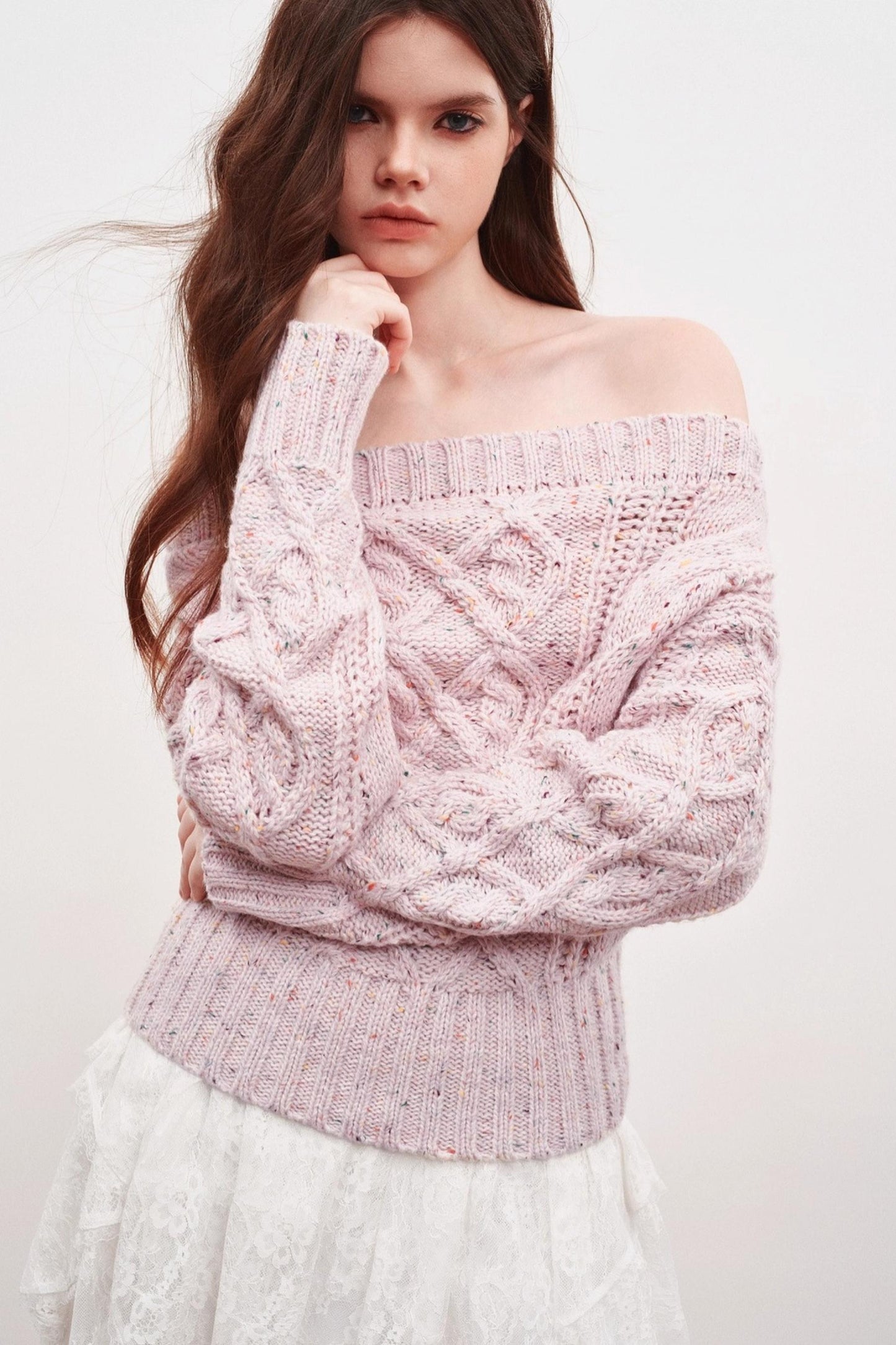 Irregular Striped One-Shoulder Sweater