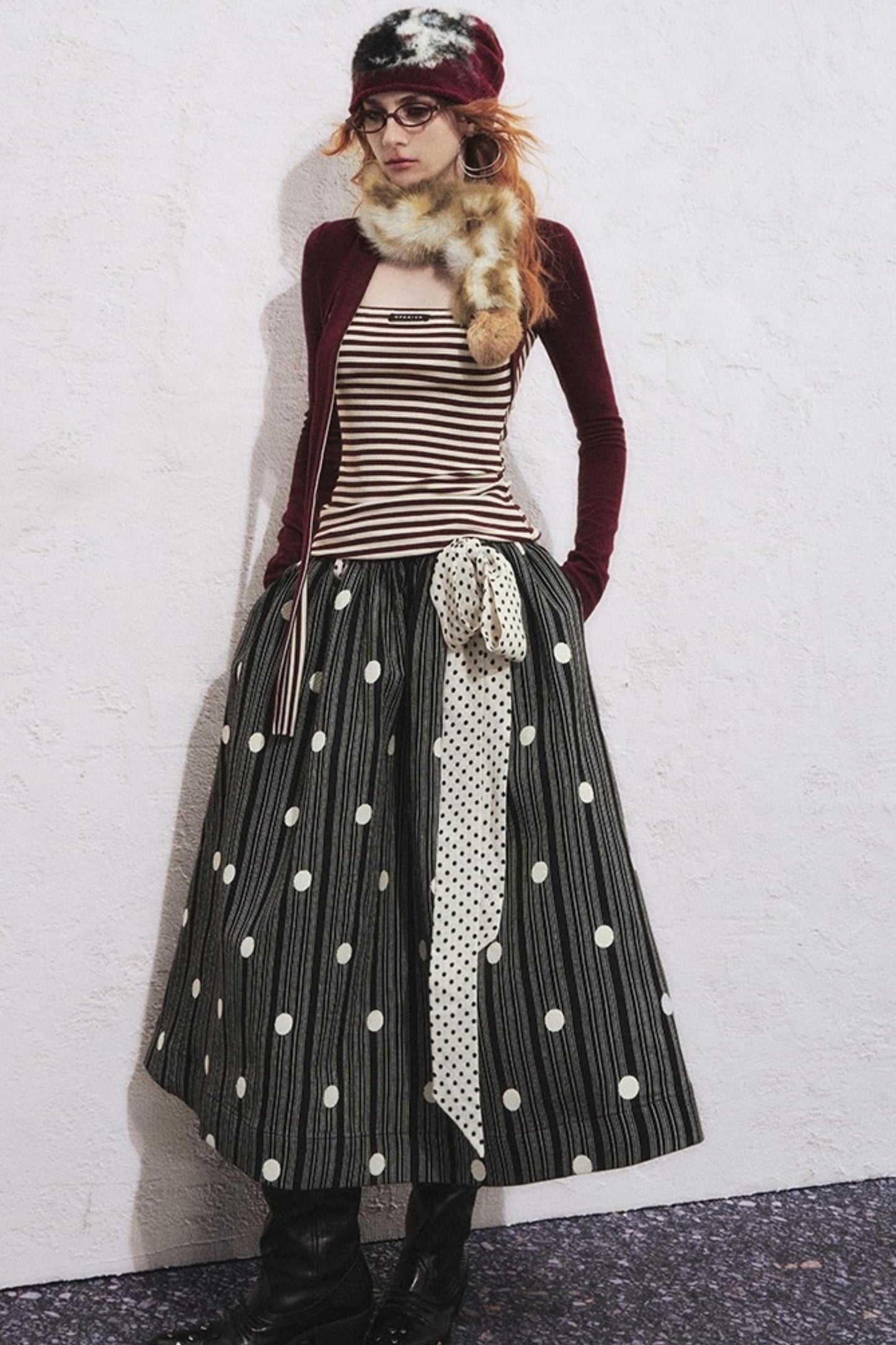 Multi-Colored Fur Ball Scarf