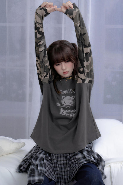 Autumn Style Gray Raglan Top