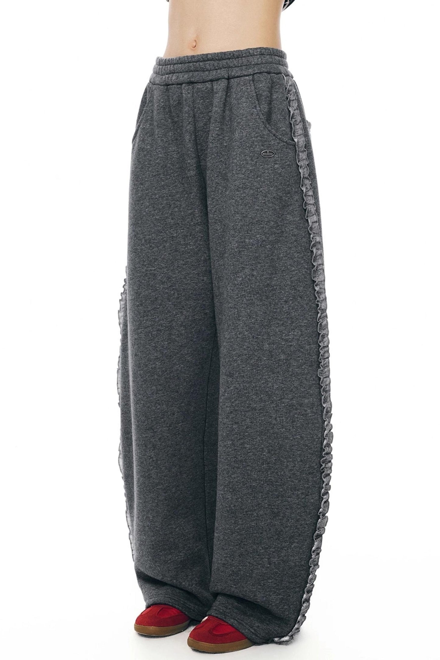 Gray Lace-Up Sweatpants