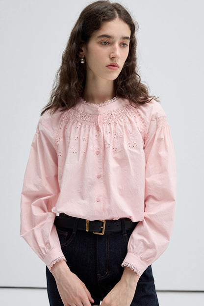 French Vintage Embroidered Cotton Shirt