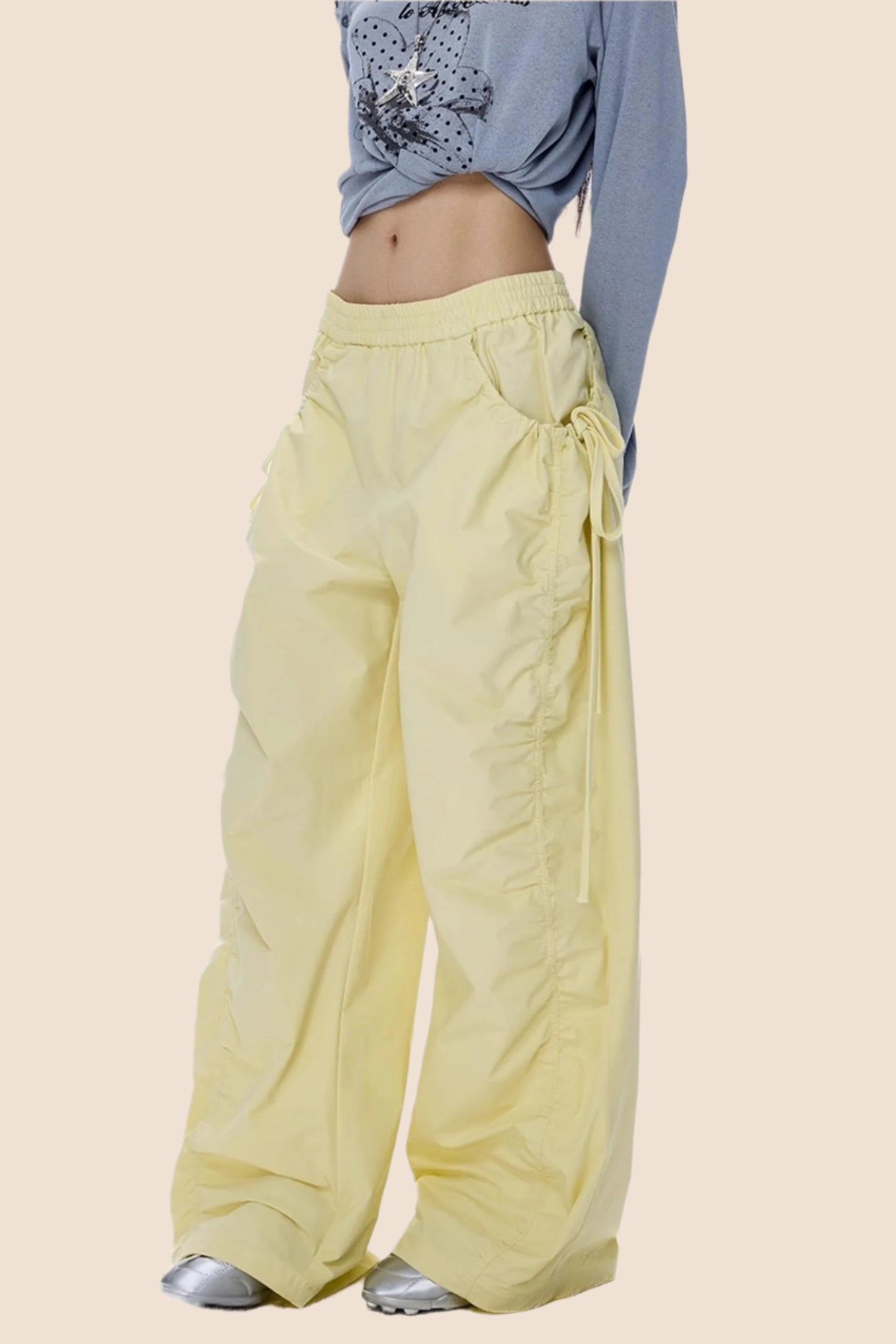 American Yellow Wide Leg Cargo Pants