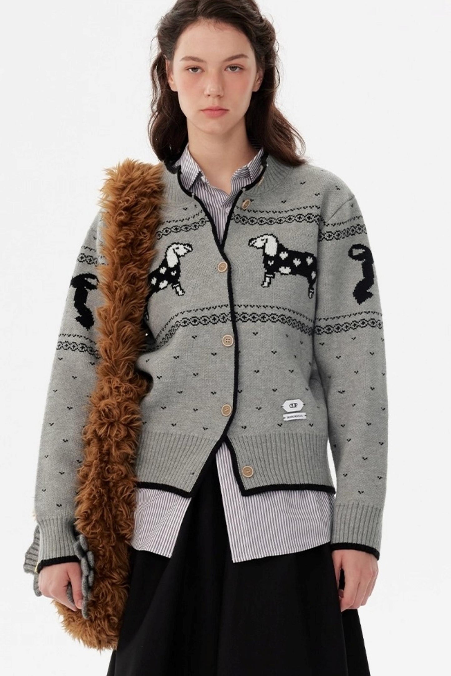 Nordic Retro Puppy Jacquard Knit Sweater