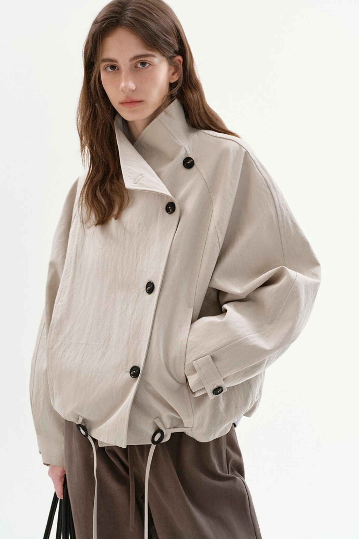 Elegant Drawstring Trench Coat