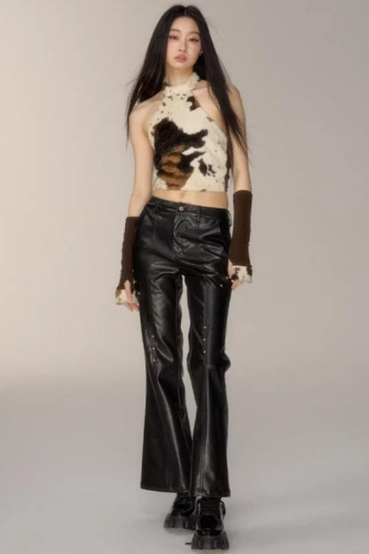 Off-Shoulder Plush Halter Top