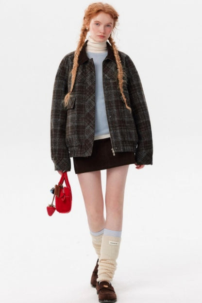 Plaid Woolen Barn Coat