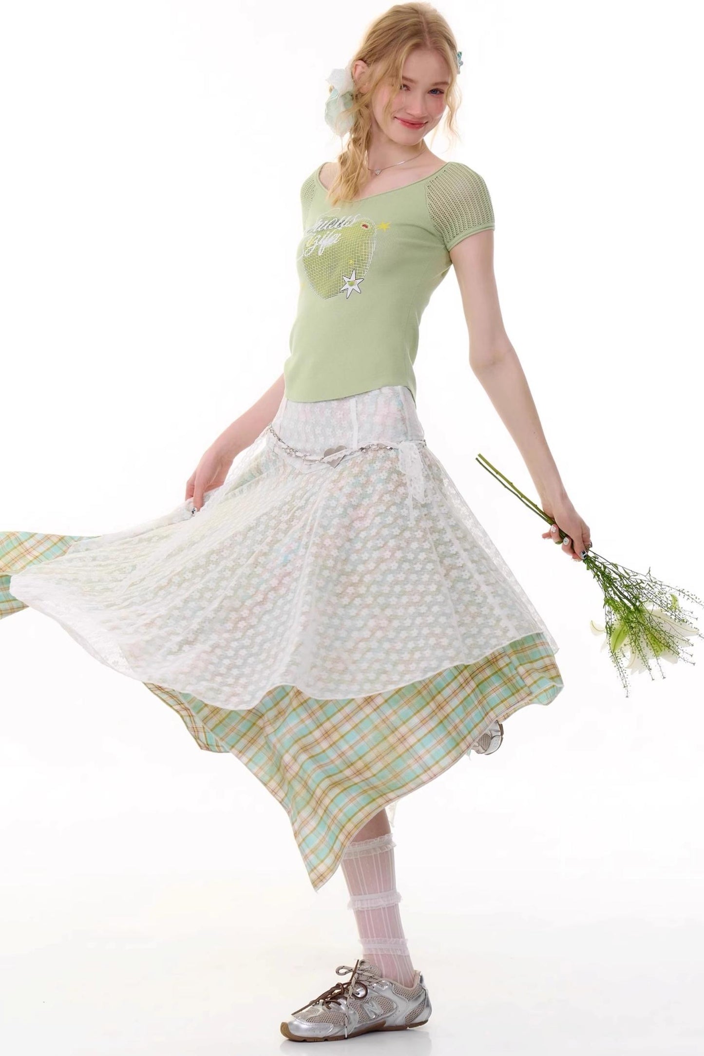 Summer Green Plaid Skirt