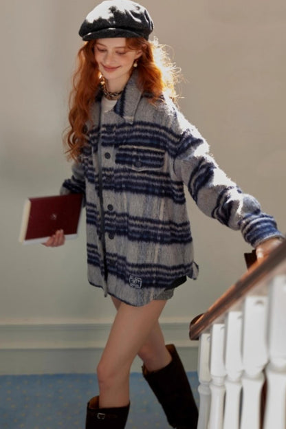 Asgony Plaid Woolen Jacket