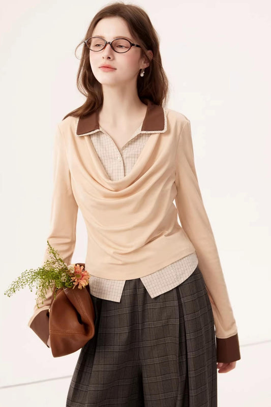 Lyocell Drape Plaid Blouse