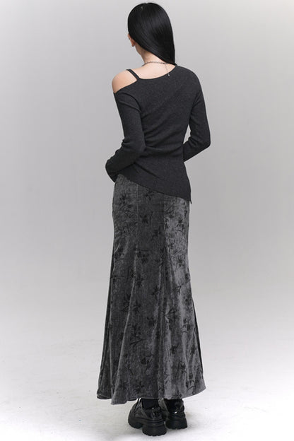 Chinese Velvet Long Skirt