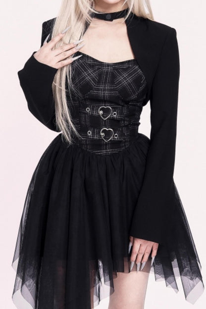 Halloween Irregular Mesh Dress Coat Set-Up