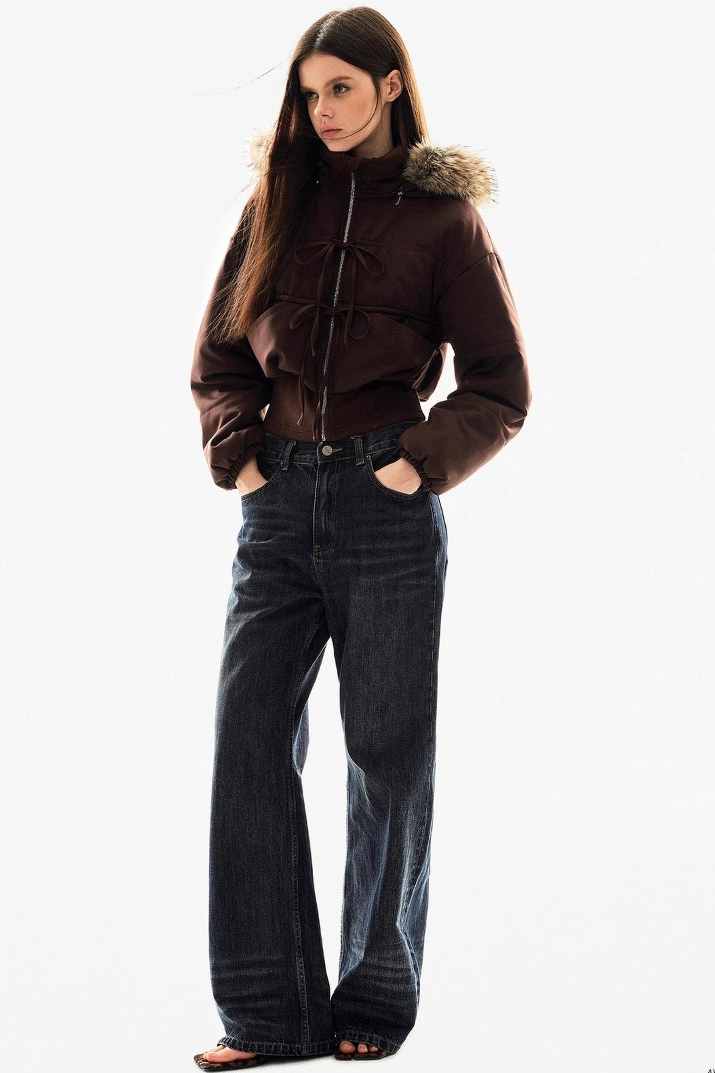 Fur Collar Cropped Cotton Jacket