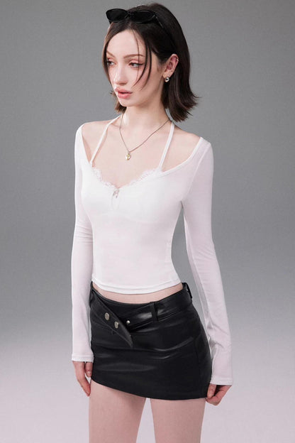 Lace V-Neck Two-Piece Top