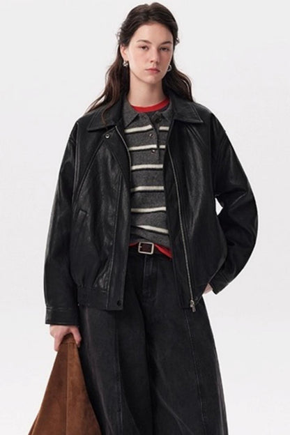 Autumn Black PU Leather Jacket