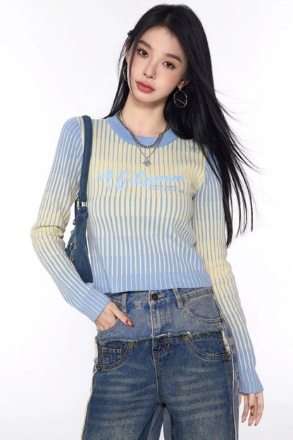 Stripe Slimming Knit Top