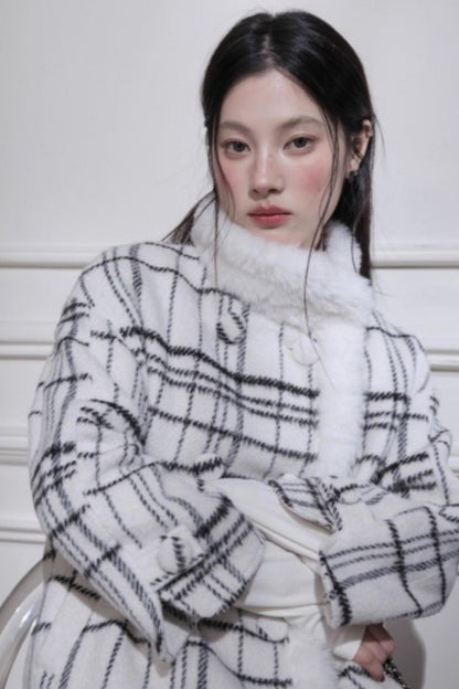 Checkered Wool Plaid Dress Set-Up