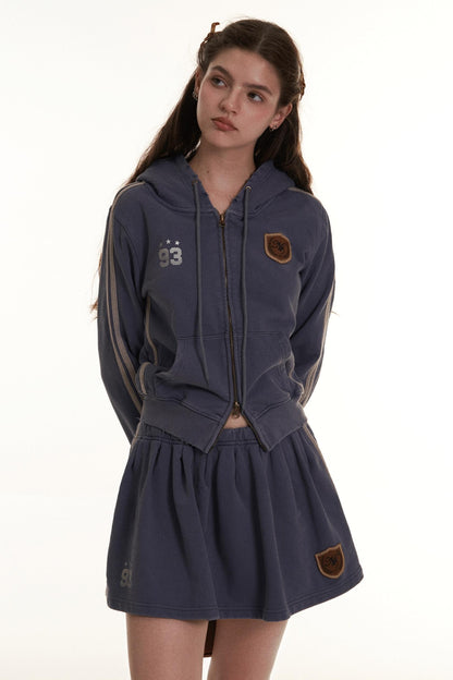 RETRO EMBROIDERED Medallion Hooded Jacket Set-UP