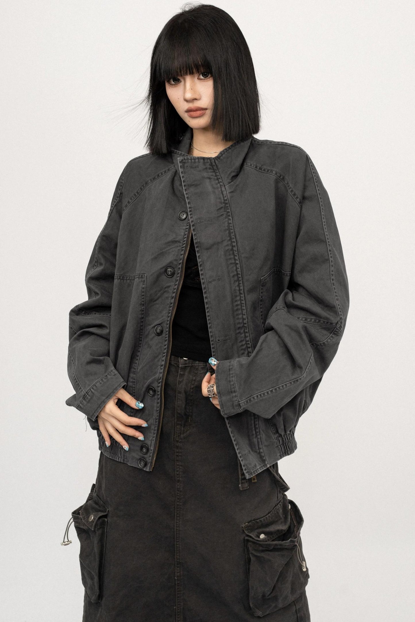 American Vintage Stand Collar Cargo Jacket