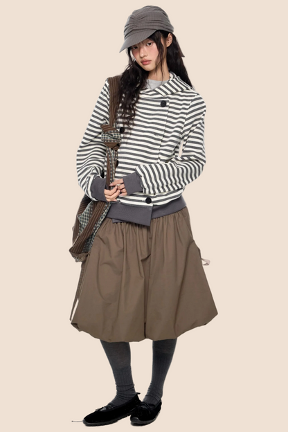 Striped Hooded Cardigan Jacket