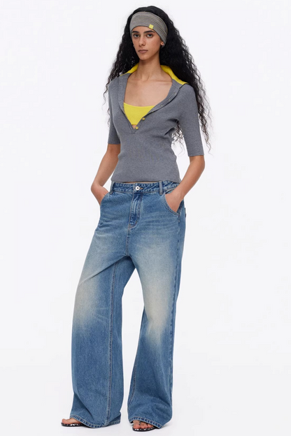 Lyocell Color-Blocked Knit Top