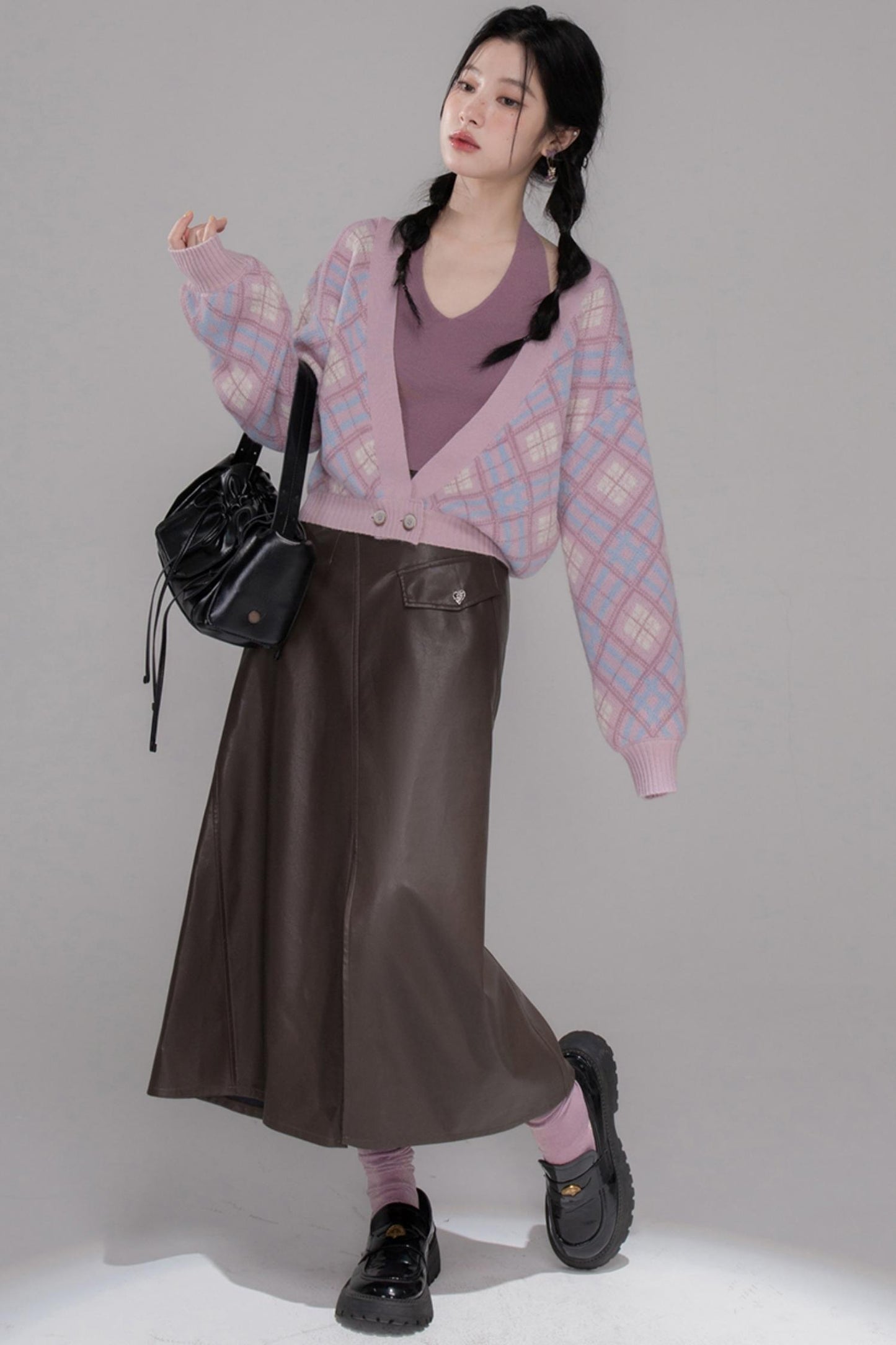 Rich Brown Leather Skirt