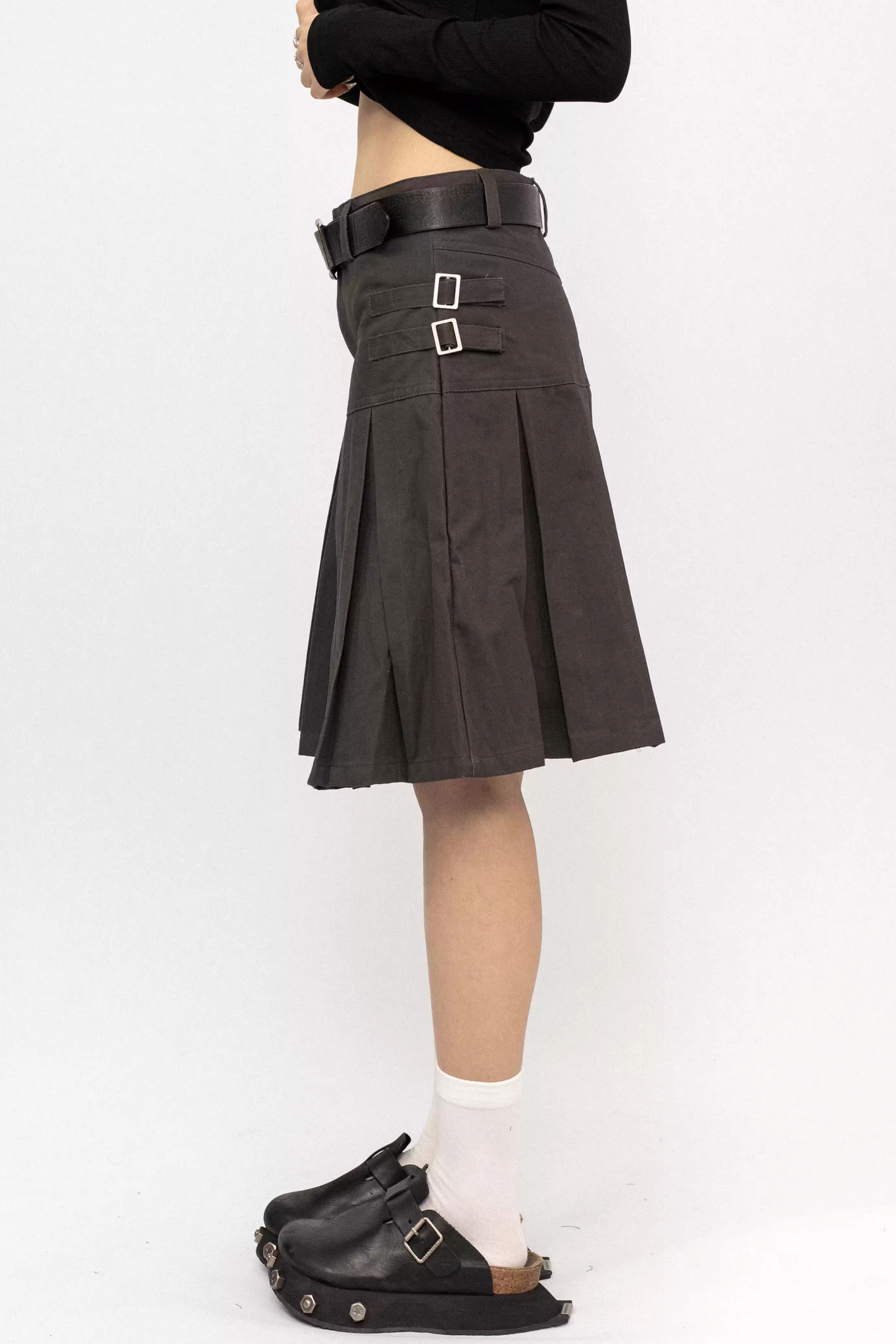 Retro Pleated A-Line Skirt
