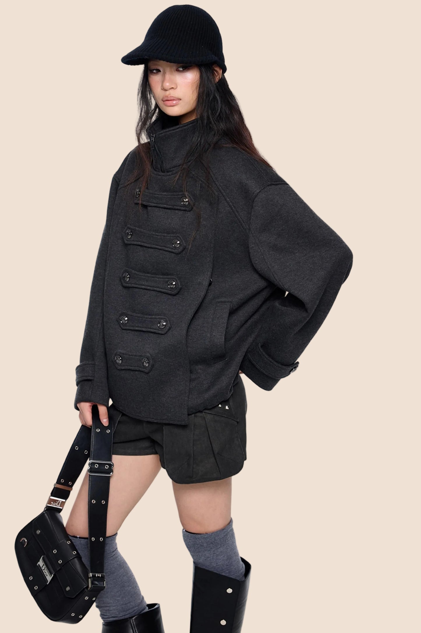 Silhouette Pleated Wool Coat