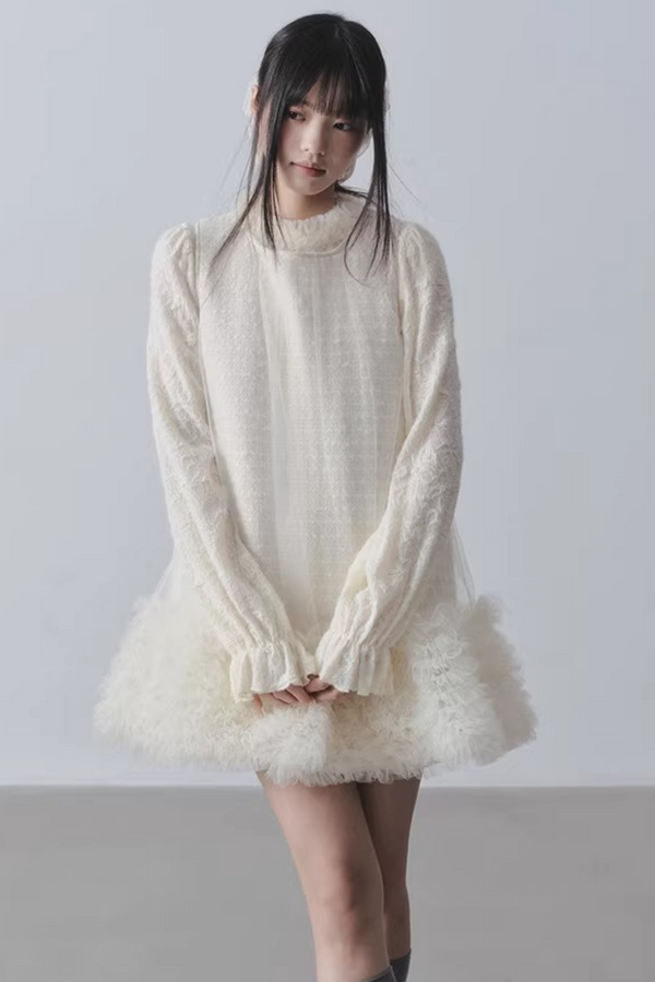 Yunding Coffee Tweed A-Line Dress