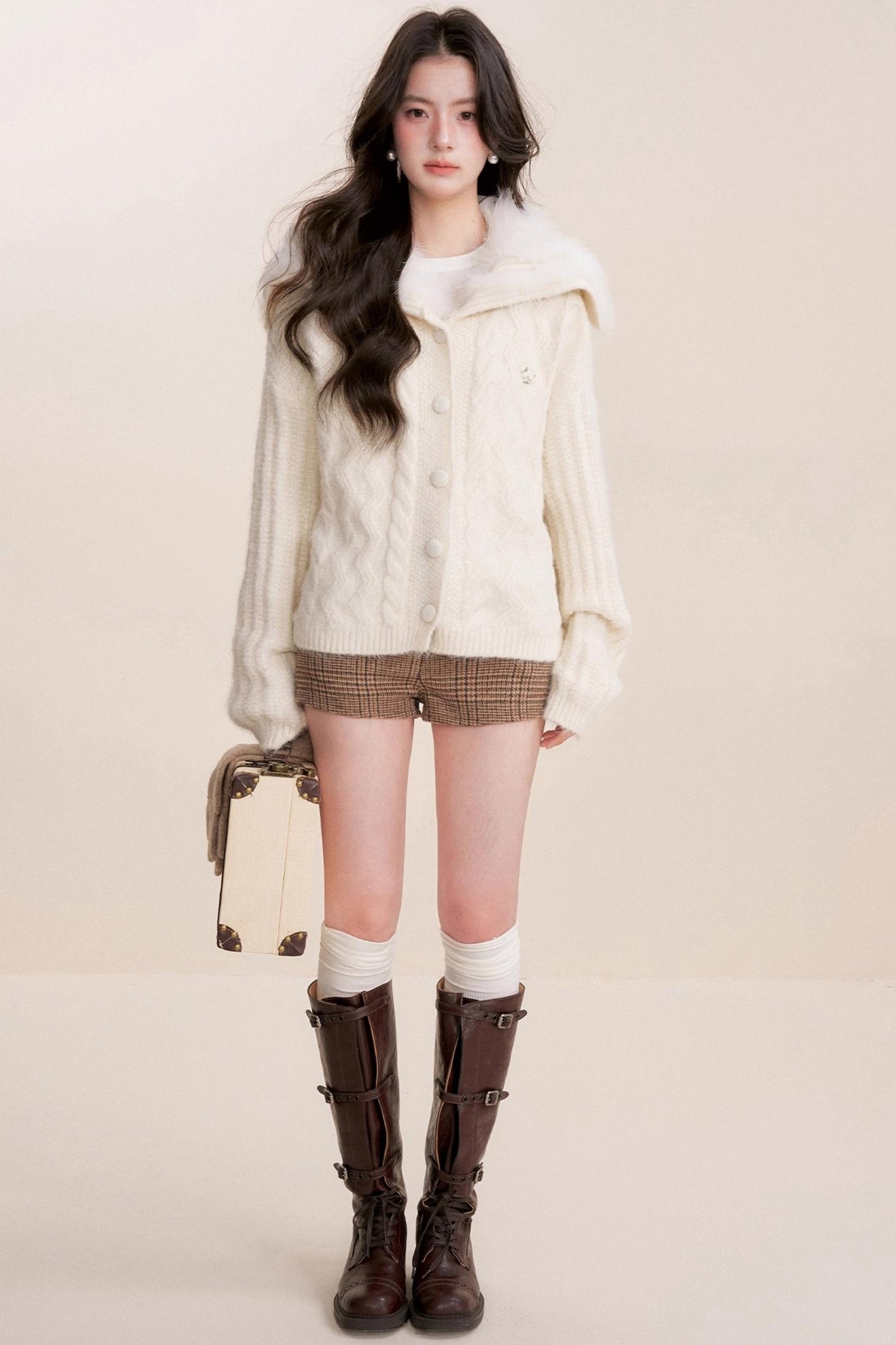 Winter Faux Patchwork Cardigan