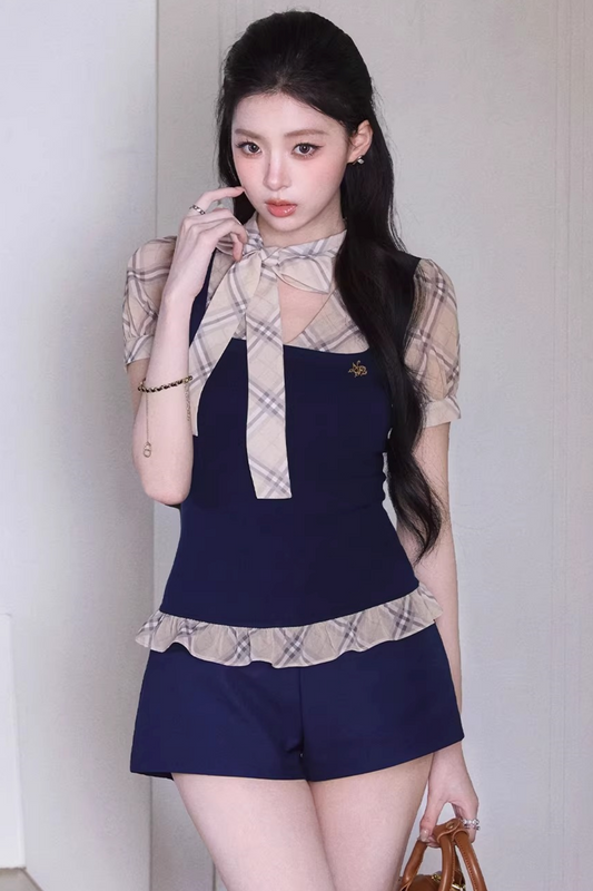 Color-Blocking Ruffled Blouse