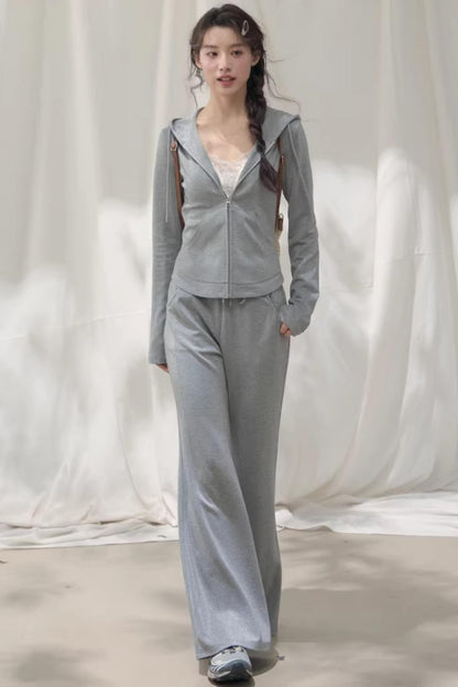 Hooded Zipper Sweatshirt Set-Up