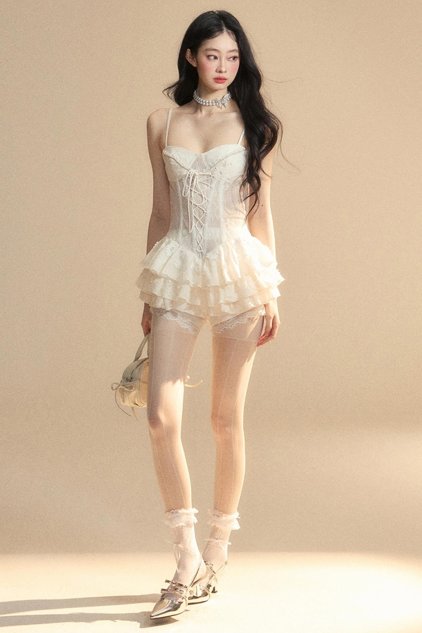 Strap Lace Mini Dress