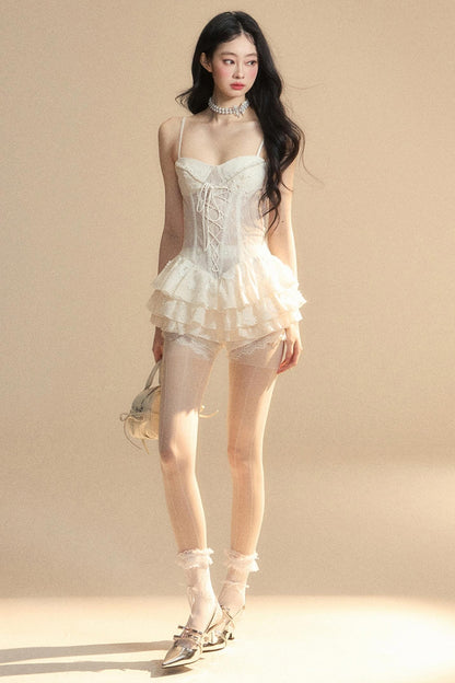 Strap Lace Mini Dress