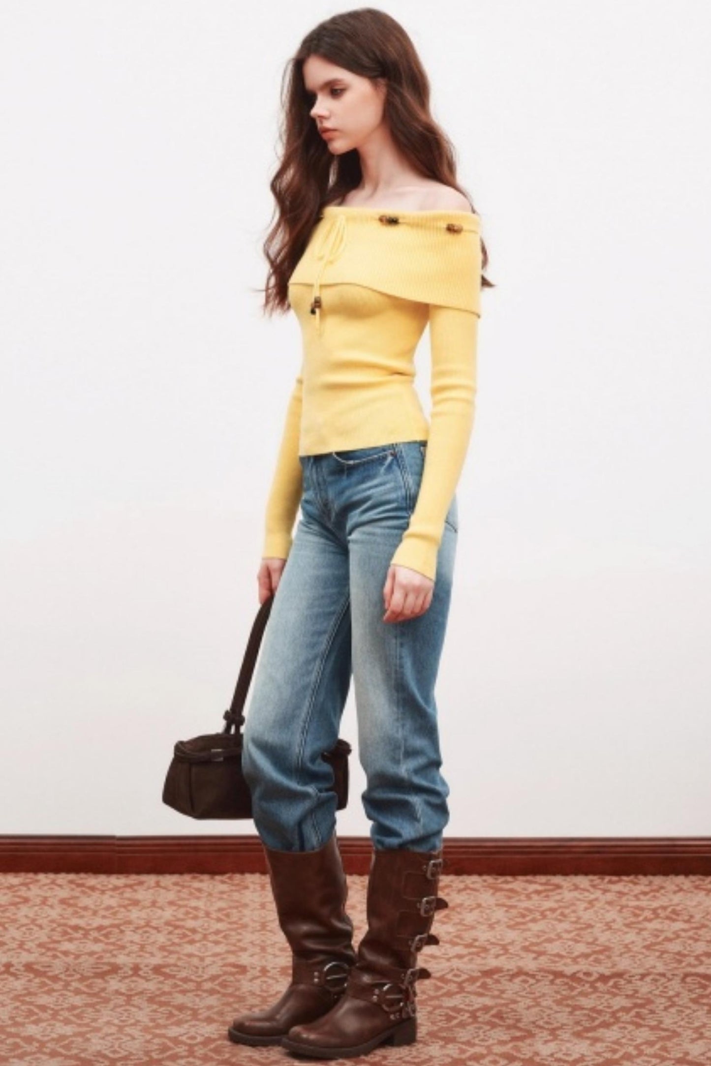 Beaded One-Shoulder Sweater